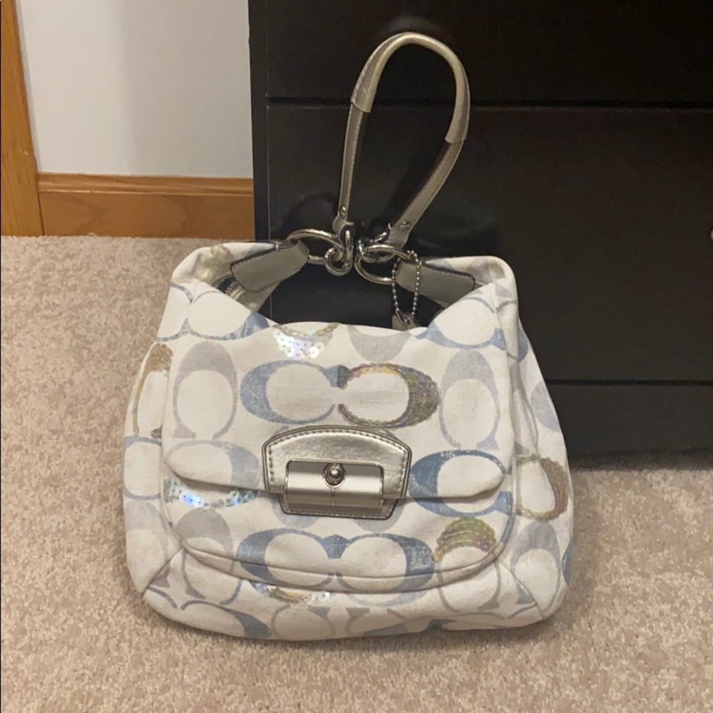 Coach blue sequin satchel